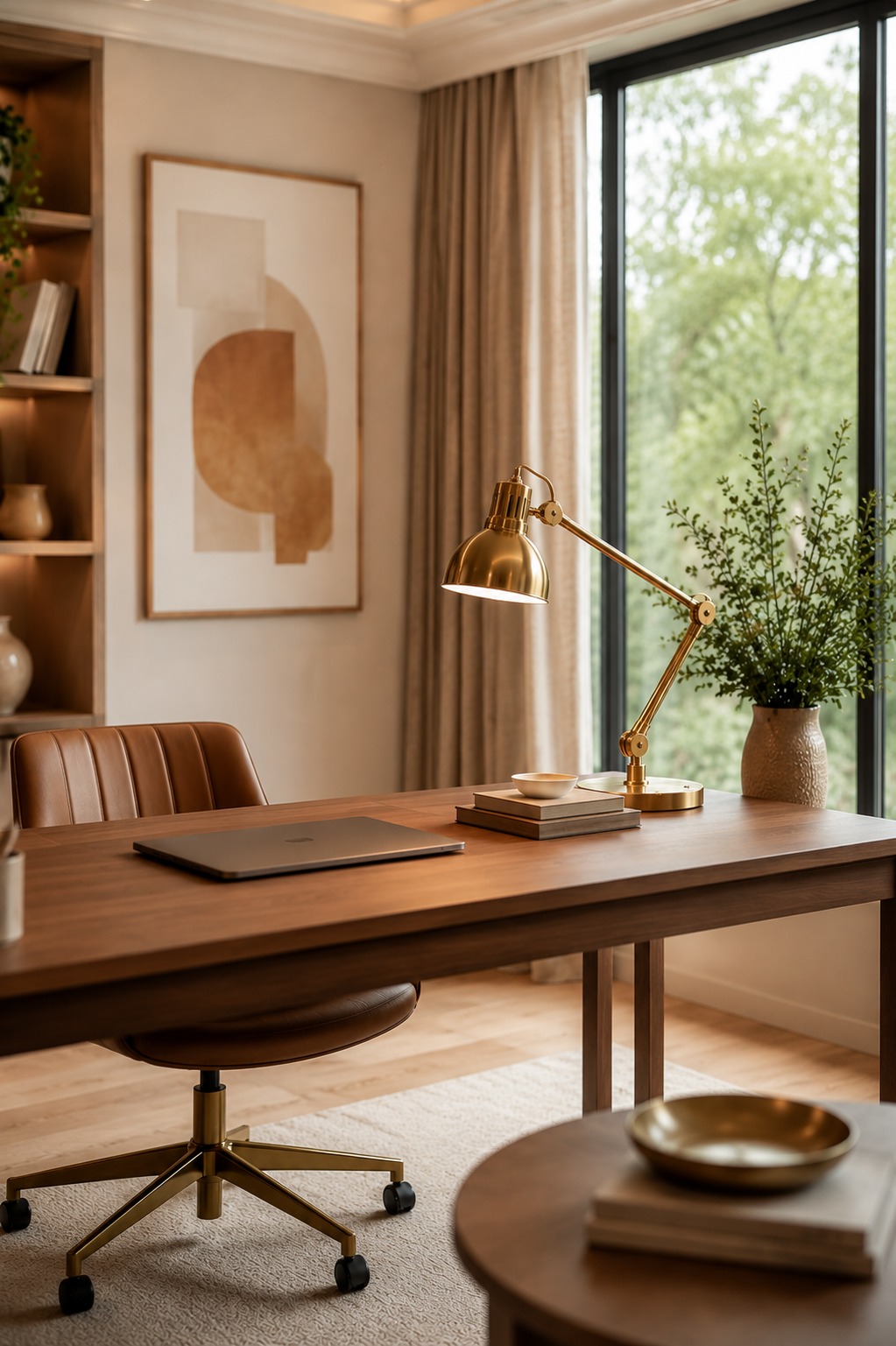 Home office próximo à janela aproveitando luz natural