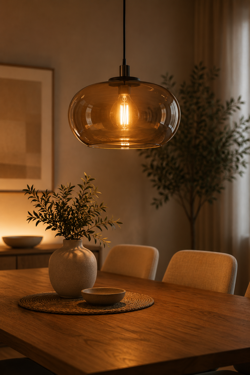 Pendente de jantar como elemento de design na decoração