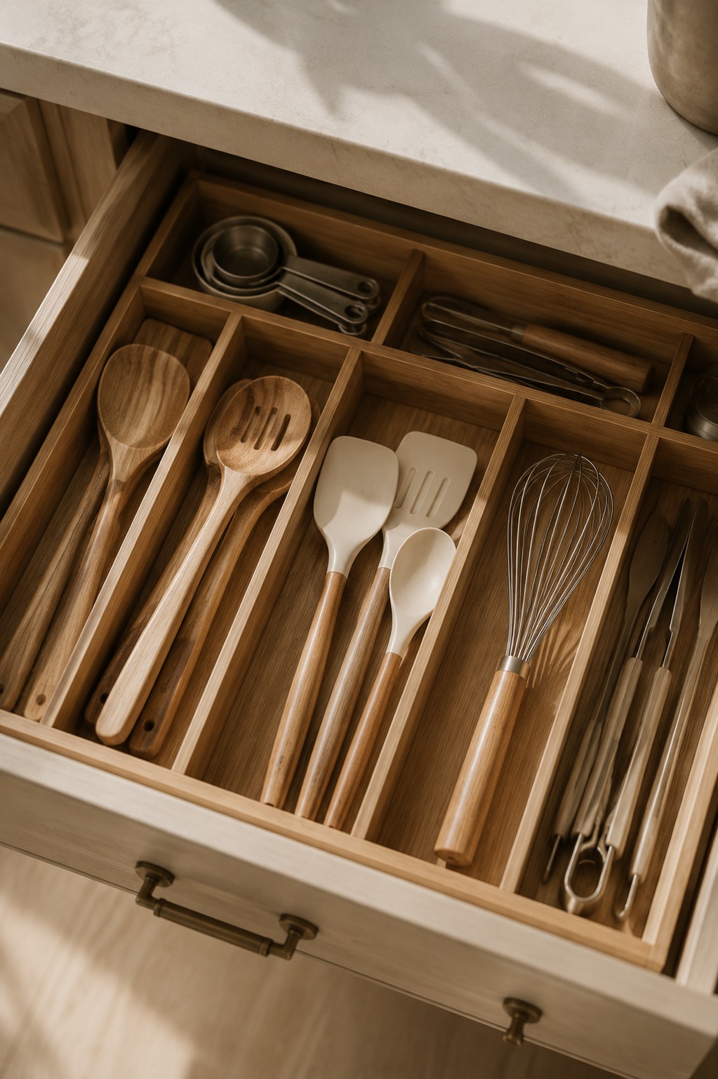 Organizadores de armário de cozinha com cestos, divisórias e prateleiras extras