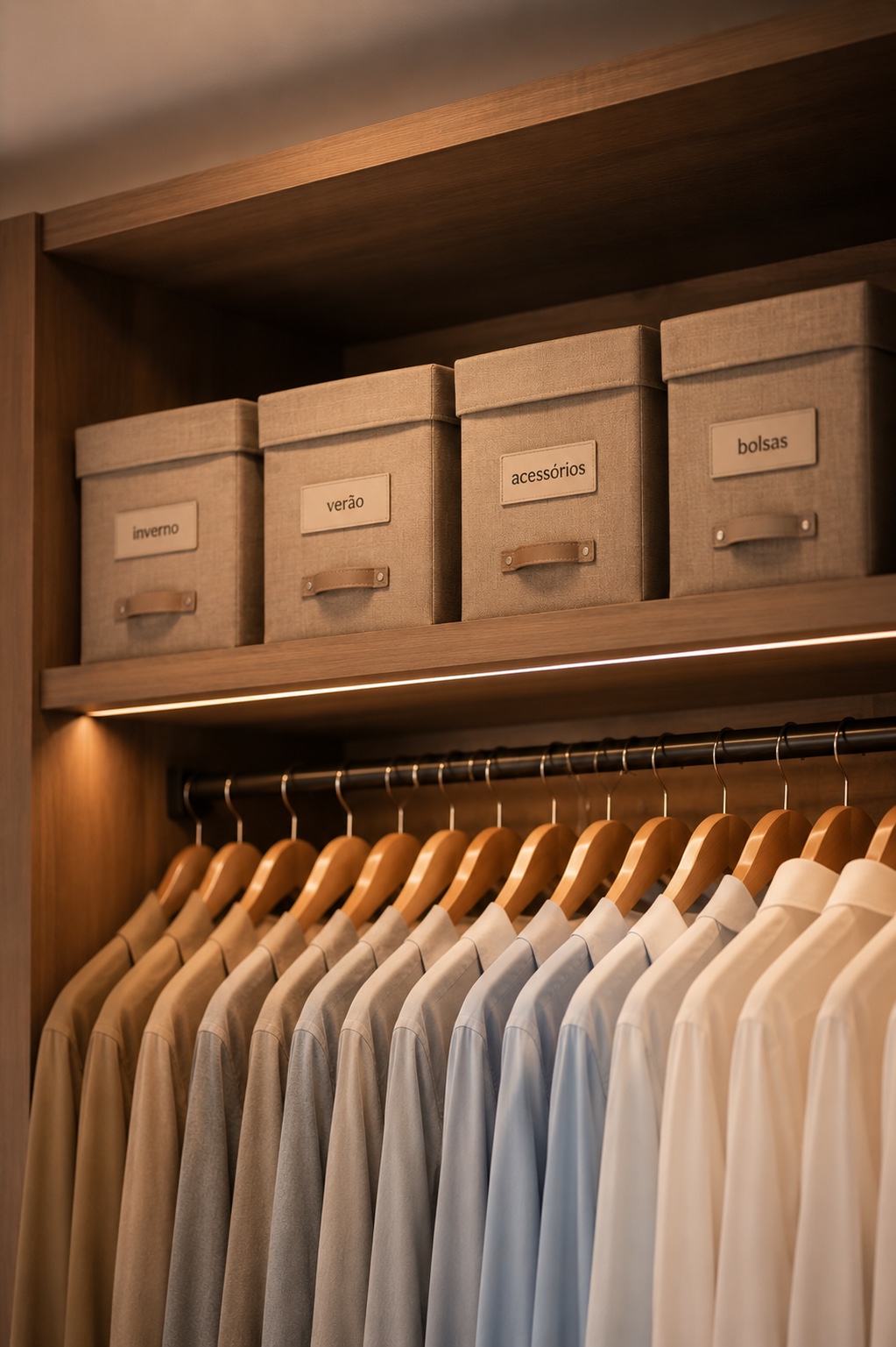 método vertical de dobradura Marie Kondo — roupas posicionadas de pé em gaveta com caixas organizadoras