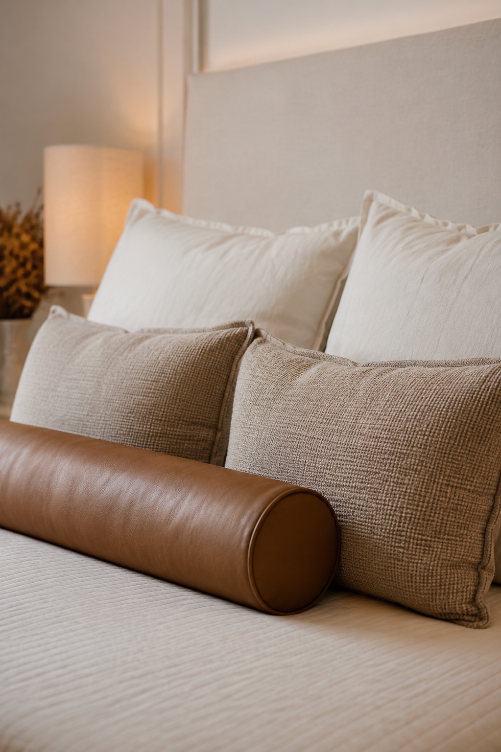 Layering de almofadas na cama — quantidade, tamanhos e disposição estilo hotel