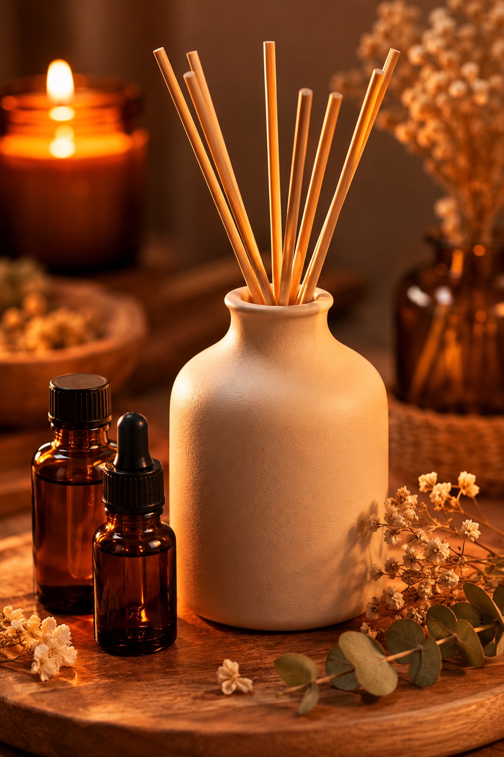 Difusor de varetas em ambiente — opção segura e constante de perfume para a casa