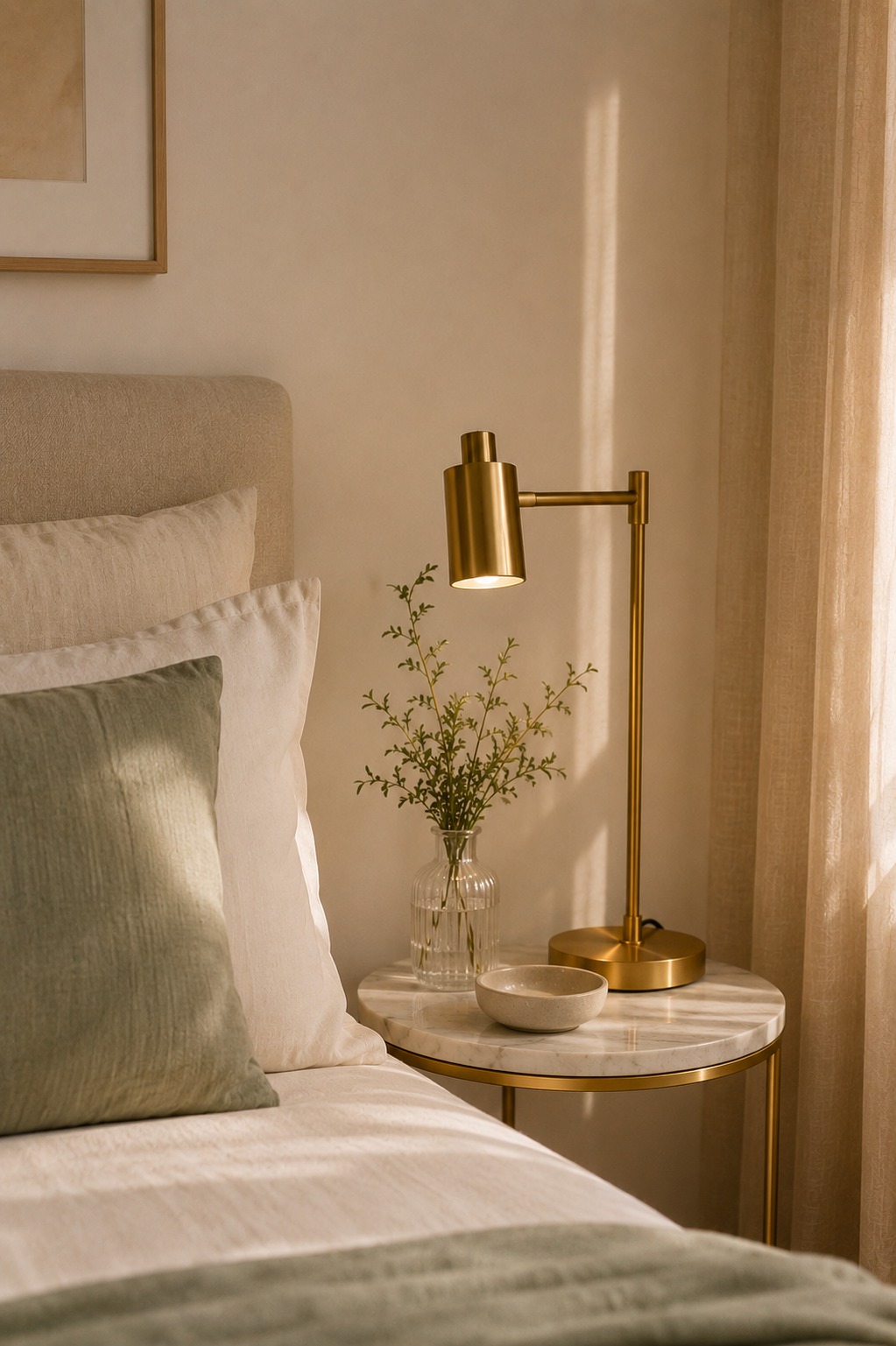 Iluminação em camadas para quarto pequeno — ambiente, tarefa e destaque
