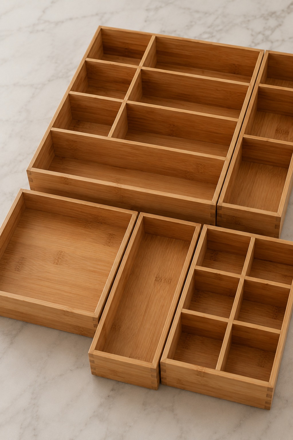 Organizadores de gaveta modulares para roupas, cutelaria e maquiagem