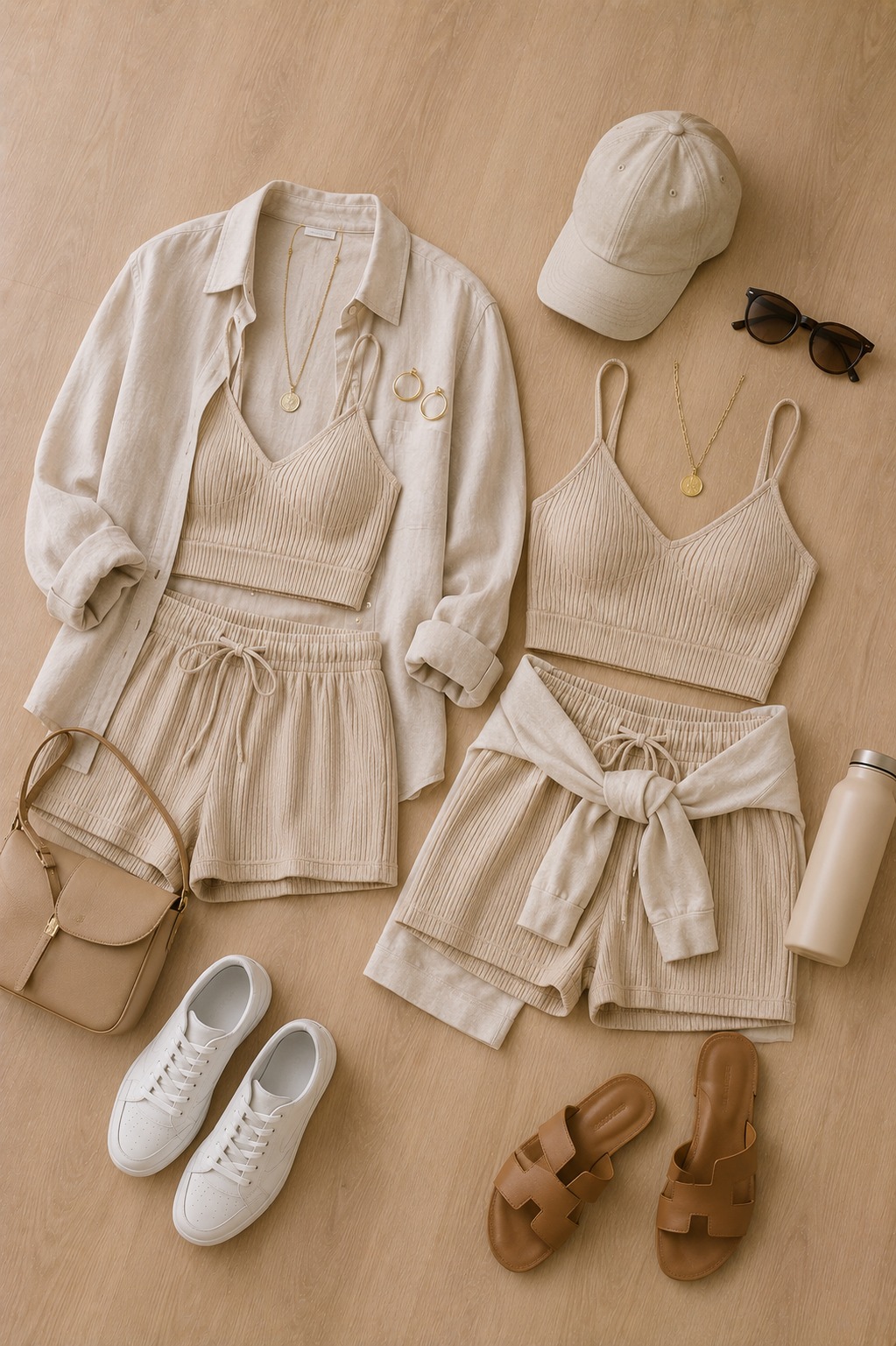 Peças de conjunto casual feminino usadas separadas em diferentes combinações