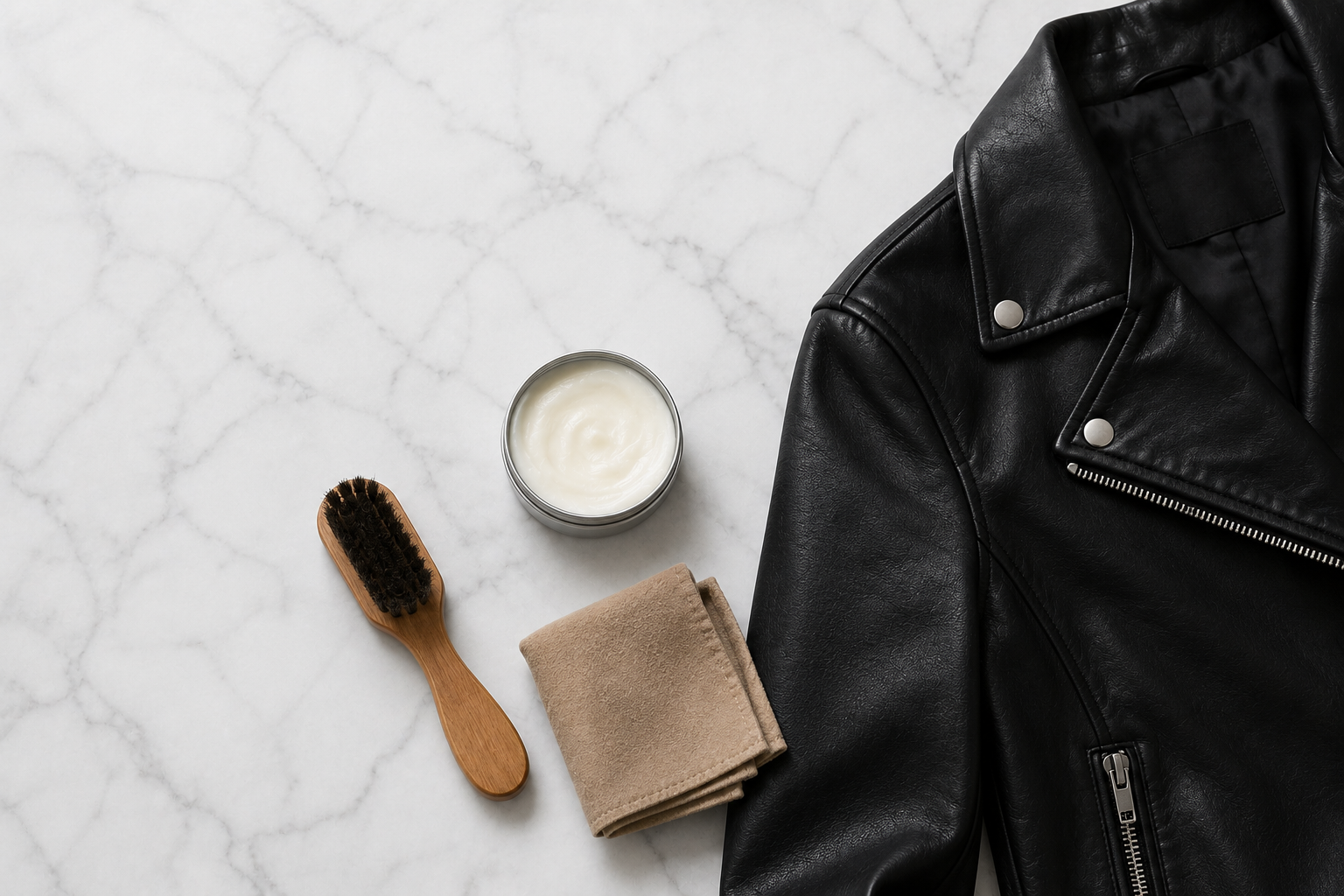 Kit de cuidados para couro com creme hidratante e escova