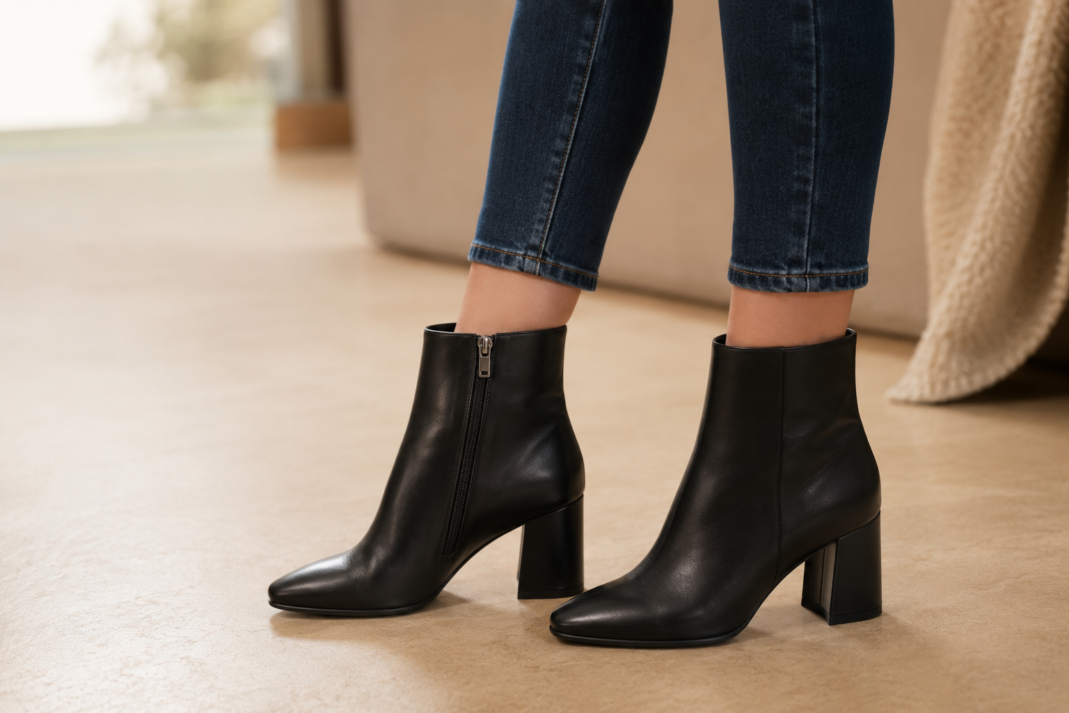 Ankle boots pretas com jeans skinny cropped